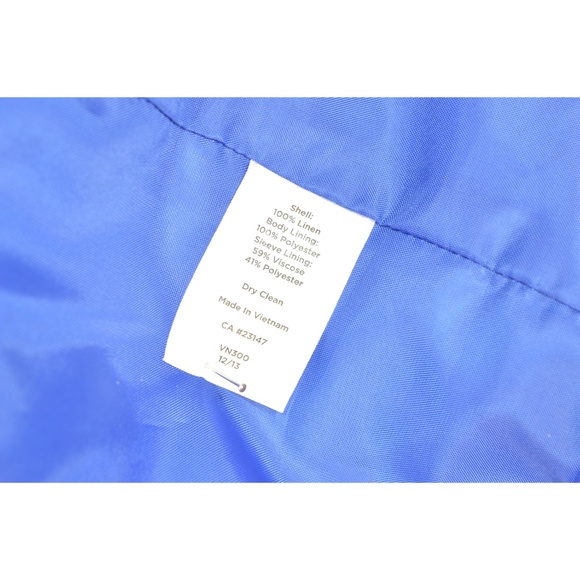 Talbots jacket blazer SZ 4 blue 100% linen long sl - Picture 8 of 8